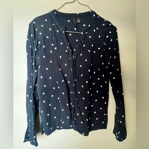 Skull Print Navy Blouse